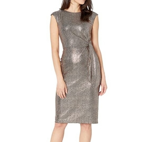 Tahari Bronze Metallic Dress - Picture 1 of 11